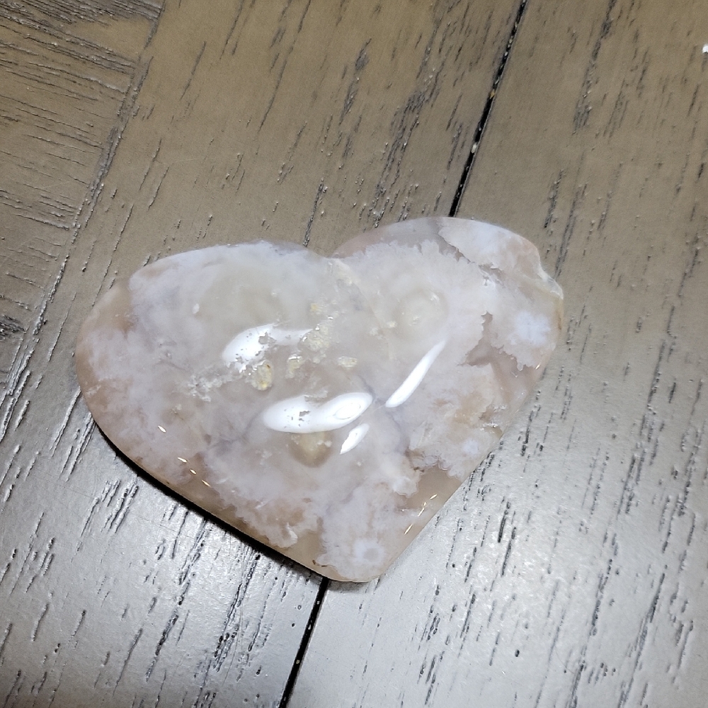 Flower Agate Crystal Heart